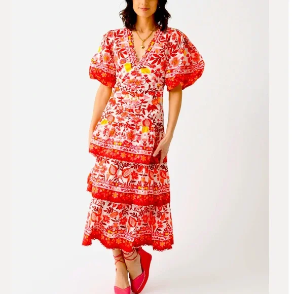 knee length dresses for ladies Bridgeen Green Leaf Angel Sleeve Split Leg Midi Dress  Get That Trend
